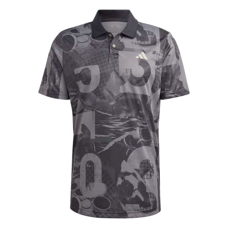 Adidas Club Graphic Polo Shirt Grey Five/Black/Carbon - OLD