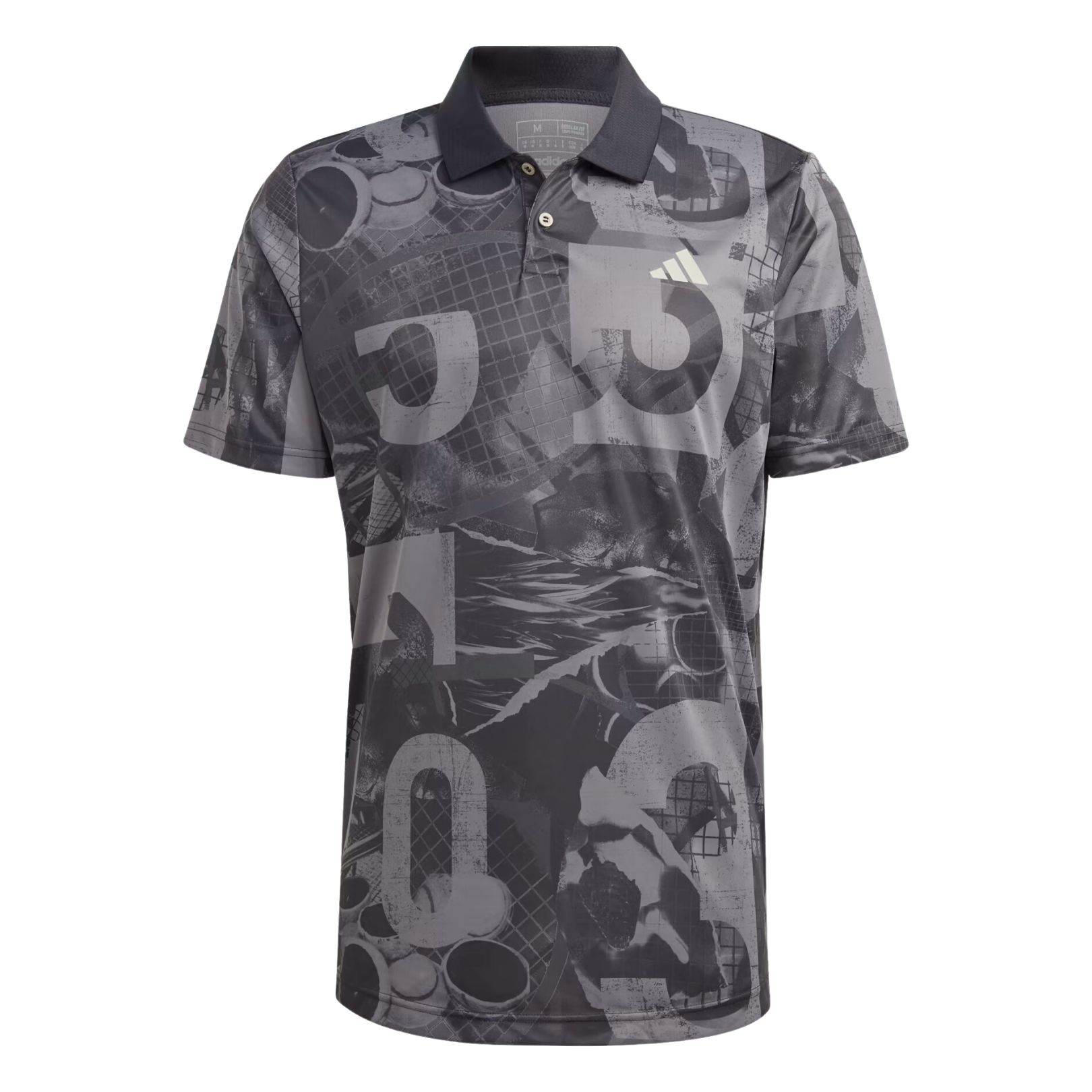 Adidas Club Graphic Polo Shirt Grey Five/Black/Carbon - OLD