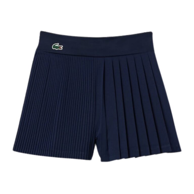 Lacoste Pleated Lined Shorts Women Navy Blue - OLD
