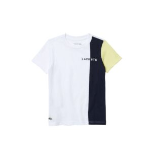 Lacoste Sport Cotton Blend Junior T-Shirt White/Blue/Yellow - OLD