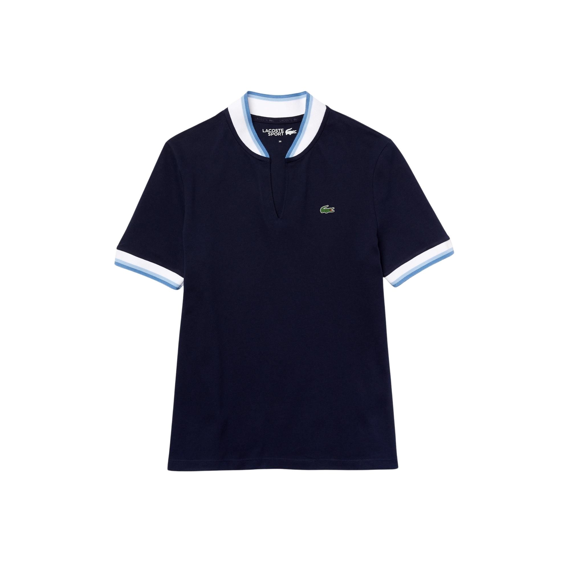 Lacoste Sport Fit Stretch Piqué Dame Polo Navy Blue/White - OLD
