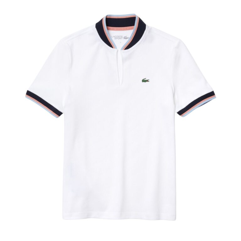 Lacoste Sport Fit Stretch Piqué Women Polo White/Navy Blue - OLD
