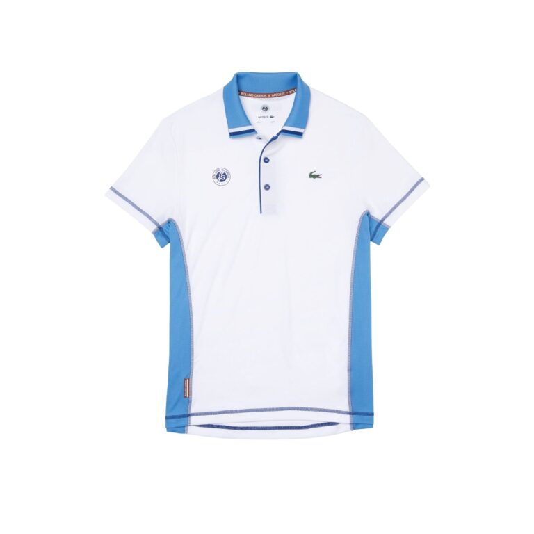 Lacoste Sport Roland Garros Breathable Polo Shirt White/Blue - OLD