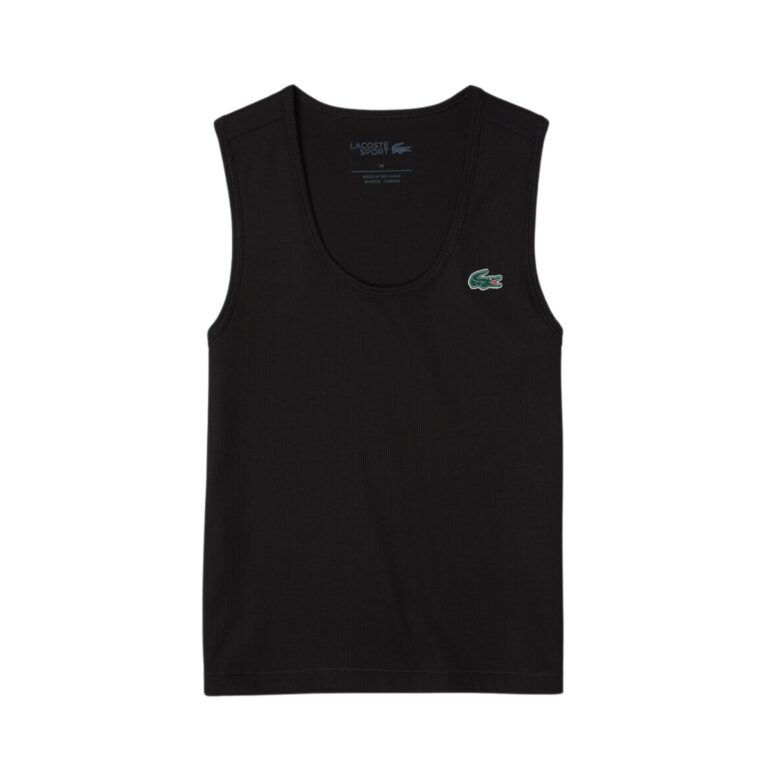 Lacoste Sport Slim Fit Ribbed Tank Top Black - OLD