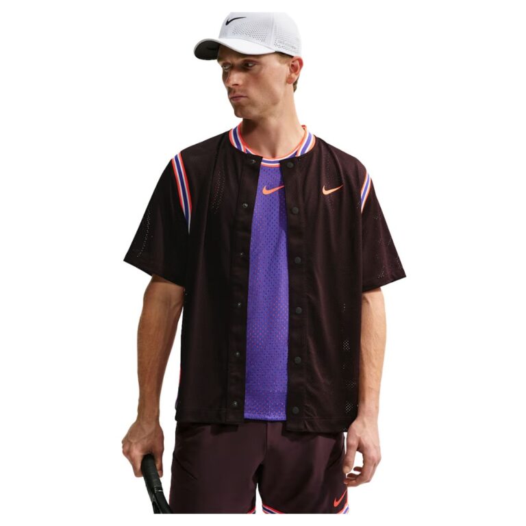 Nike Court Slam Dri-FIT Button-Up Top Burgundy Ash
