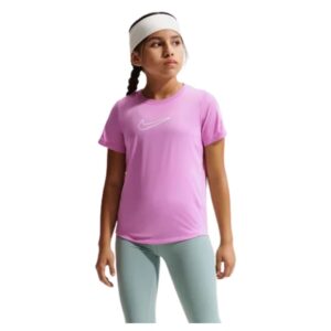 Nike One Fitted Girls Dri-FIT Short-Sleeve Top Light Magenta
