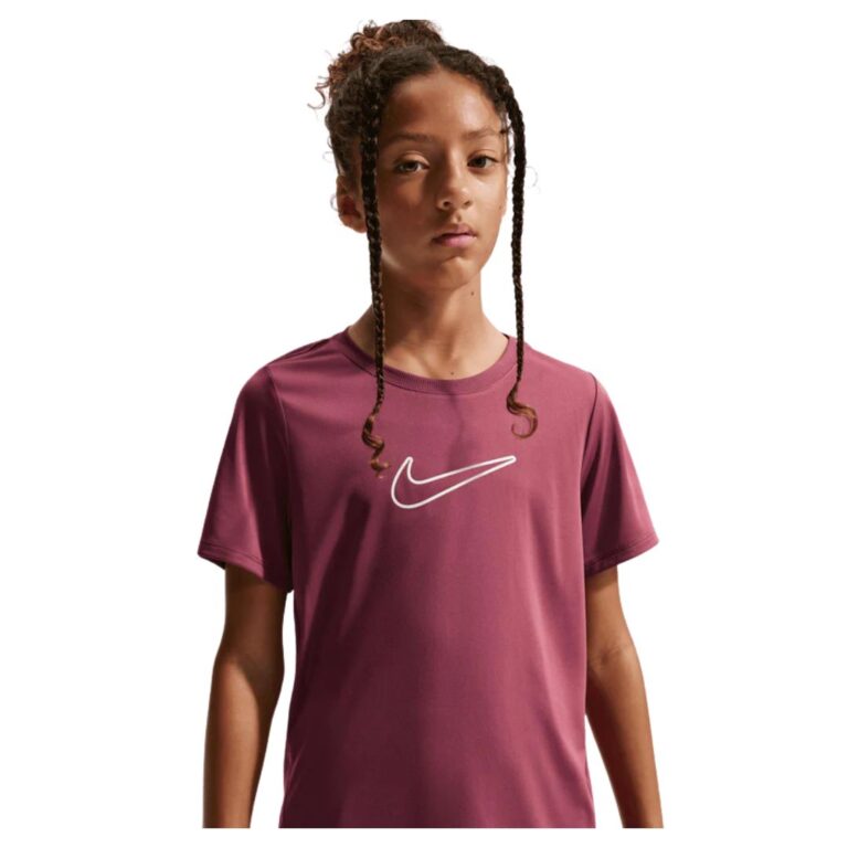 Nike One Fitted Girls Dri-FIT Short-Sleeve Top Pink Smoke