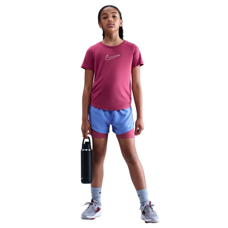 Nike One Fitted Girls Dri-FIT Short-Sleeve Top Sweet Beet